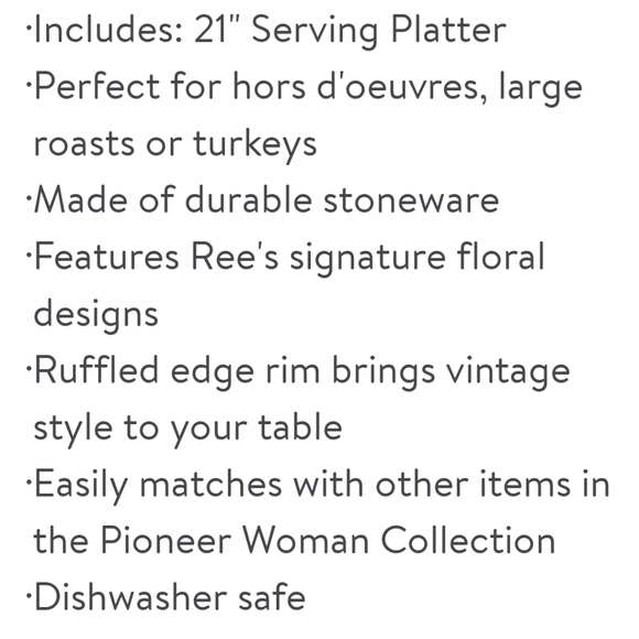 ❤️ New Pioneer Woman Sweet Rose 21" Oval Serving Platter - Picture 6 of 7